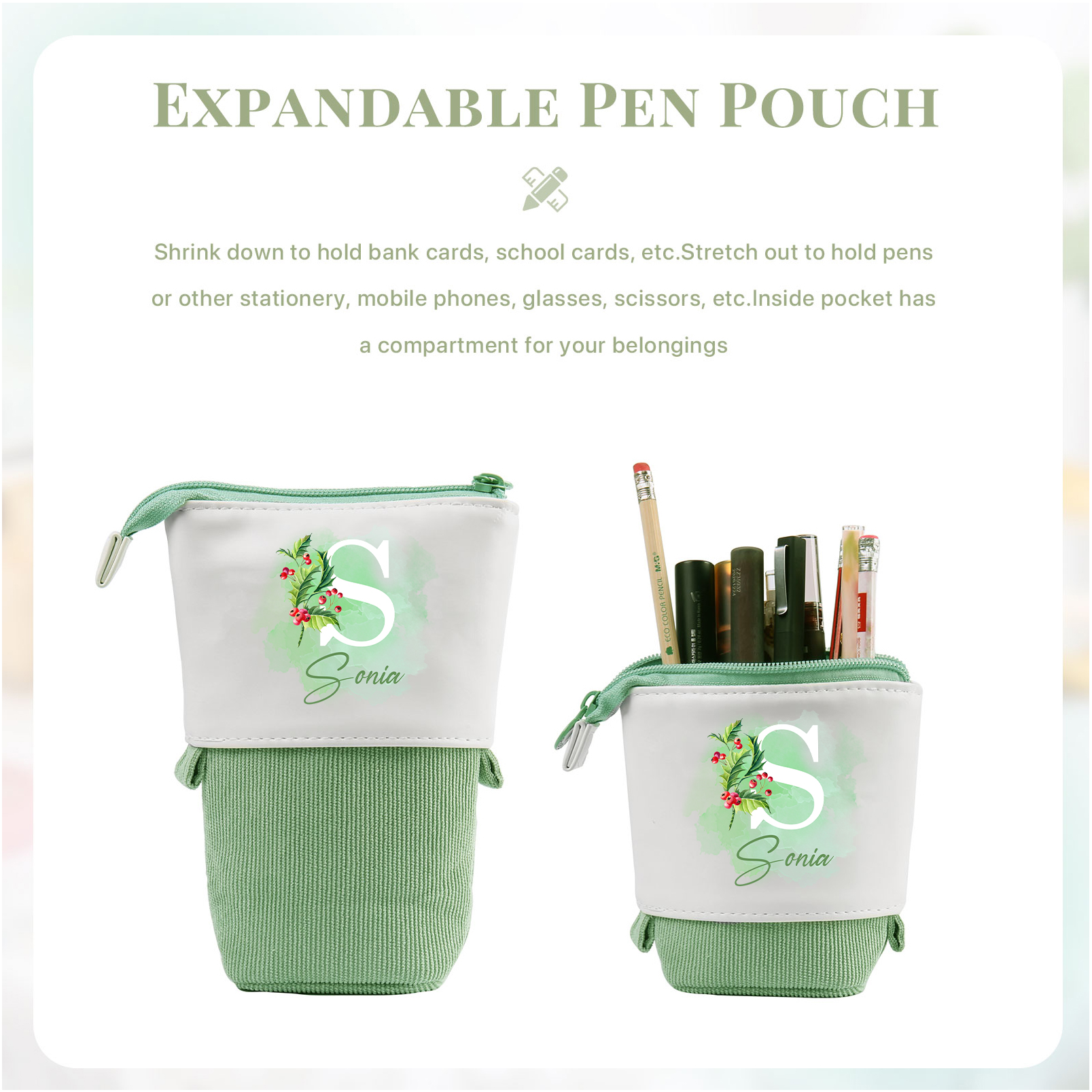 Personalised Pencil Case Custom Name & Letter & Birthday Flower Pen Pouch Back To School Gift for Kids-Jessemade AU