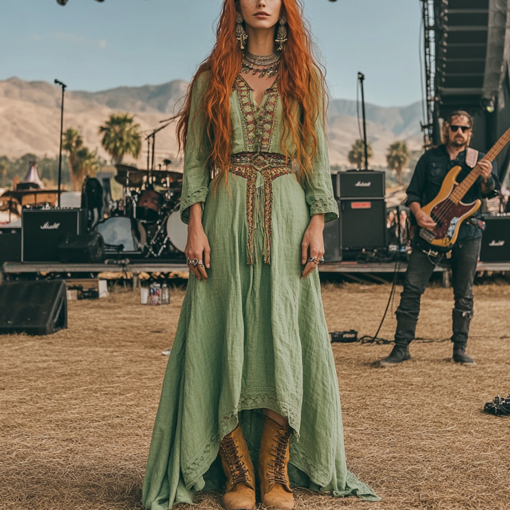 Coachella Music Festival Rock Party Carnival Vintage Wilderness Ethnic Bohemian Linen Dress