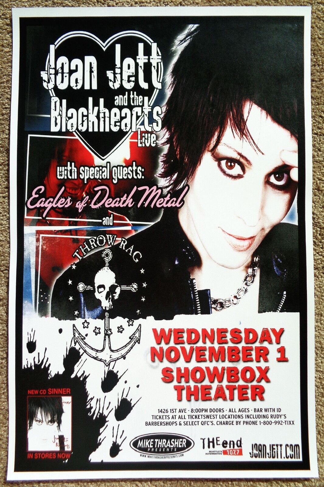 JOAN JETT 2006 Gig POSTER Seattle Washington Concert