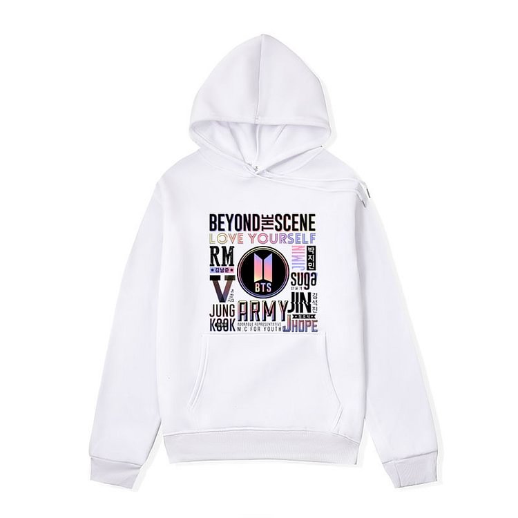BTS Creative Print Loose Hoodie