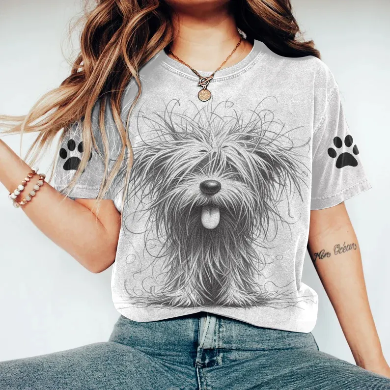 Linear Dog Paw Prints Vintage T Shirt