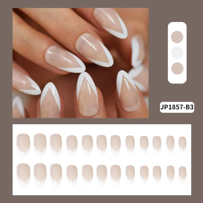 French V Simplicity Elegant Trapezoidal Wearable Fake Nails-Nail Inspo