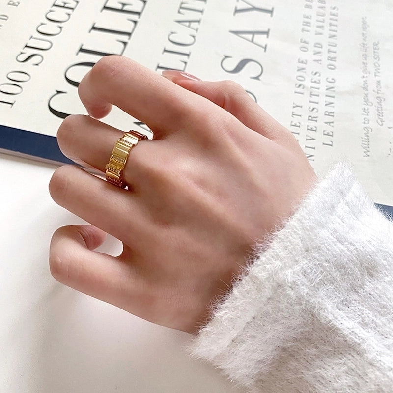 Casual Minimalist Irregular Copper Gold Plated Zircon Open Ring In Bulk