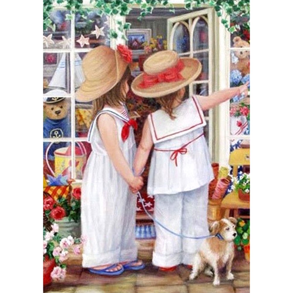 Two Girls - Full Round - Diamond Painting(30*40cm)
