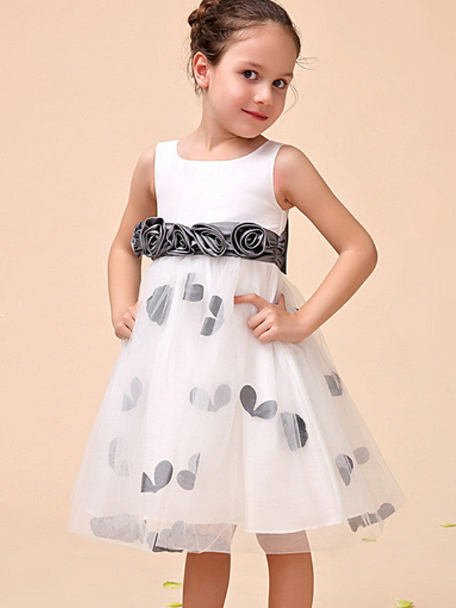 Oknass Ball Gown Ankle Length Party Flower Girl Dress With Pattern Print Appliques