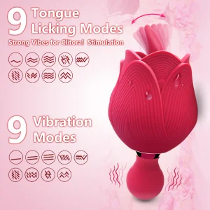 Rose Double Tongue Licking Vibrating Egg Masturbator