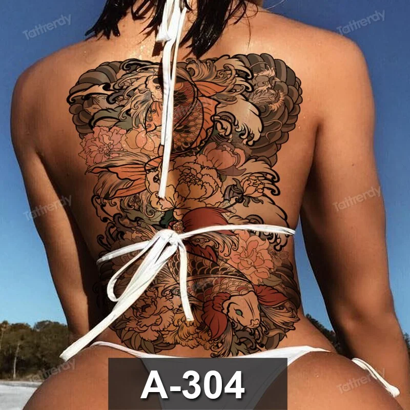 temporary tattoos custom large body art sexy animal tiger dragon peony lion sexy tattoo for women girls back waterdecal big size