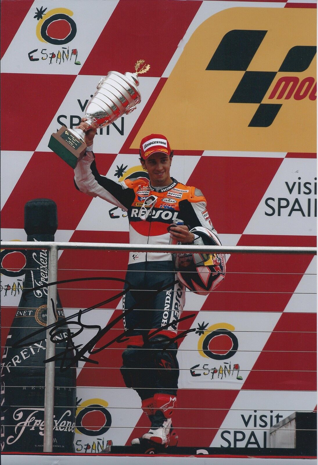 ANDREA DOVIZIOSO Podium Winner SIGNED Repsol Honda MotoGP 12x8 Photo Poster painting AFTAL COA