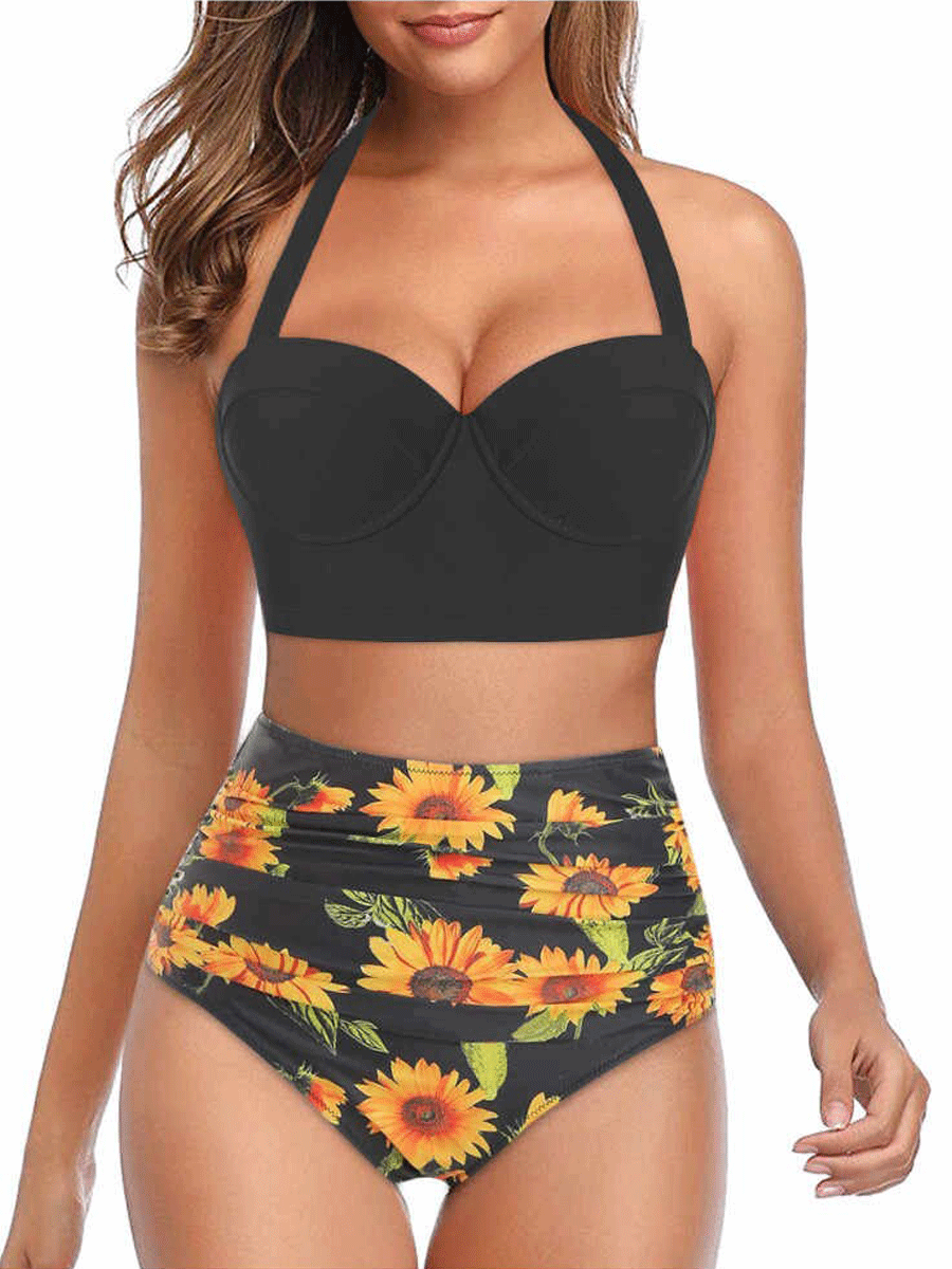Sunflower High Waist Bikini Set