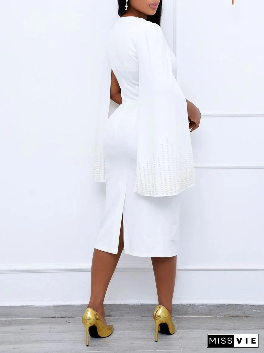 Women'S Dresses Square Neck Beaded Cape Twist Slim Dress