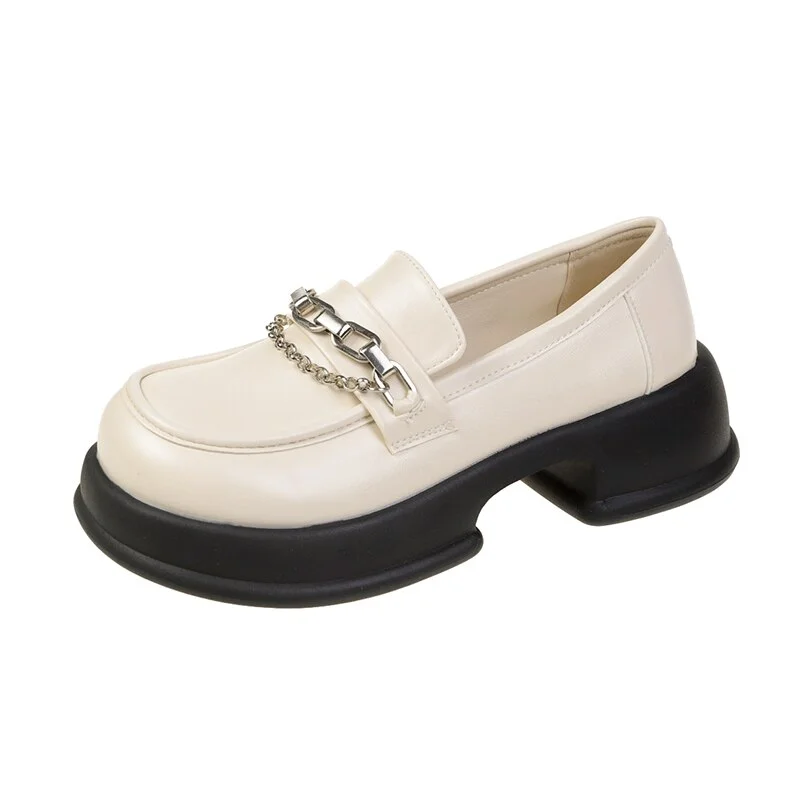Vstacam 2023 Women Lolita Mary Jane Shoes For Woman Spring Autumn Platform Ladies Loafers Vintage Soft Slip On Chain Oxford Shoes