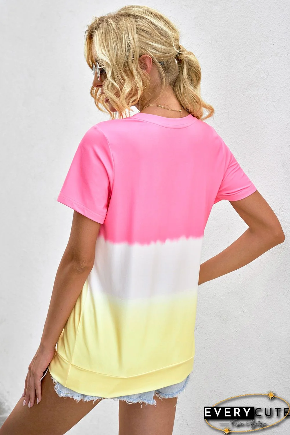 Pink Accent Colorblock T-shirt