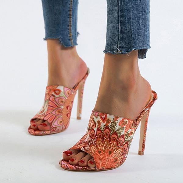  Trendy Slip-On Thread Flip Flop Color Block Heels