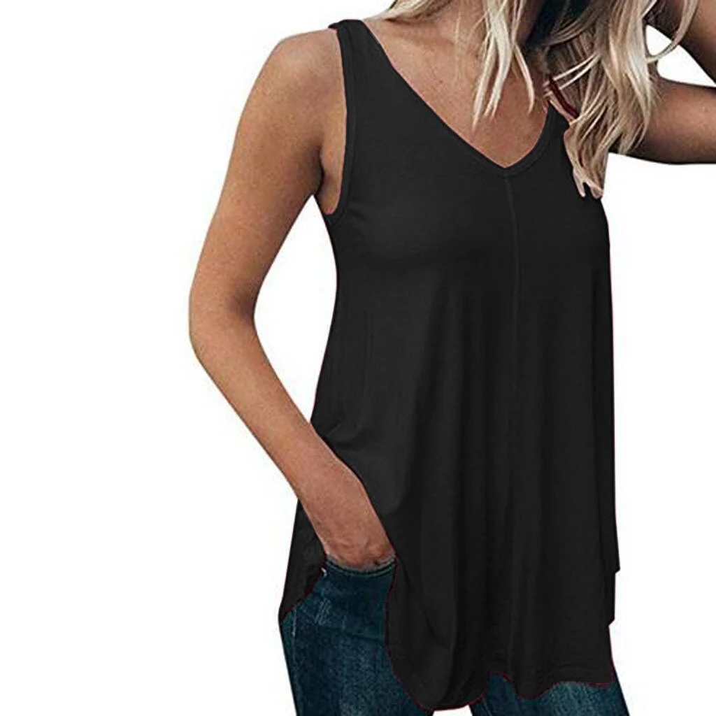 Plus Size 5XL Summer Fashion Casual Pure Color Tops Camis Vest Tee Top Female Women's Sleeveless Shirt Blusas Femininas Clothing
