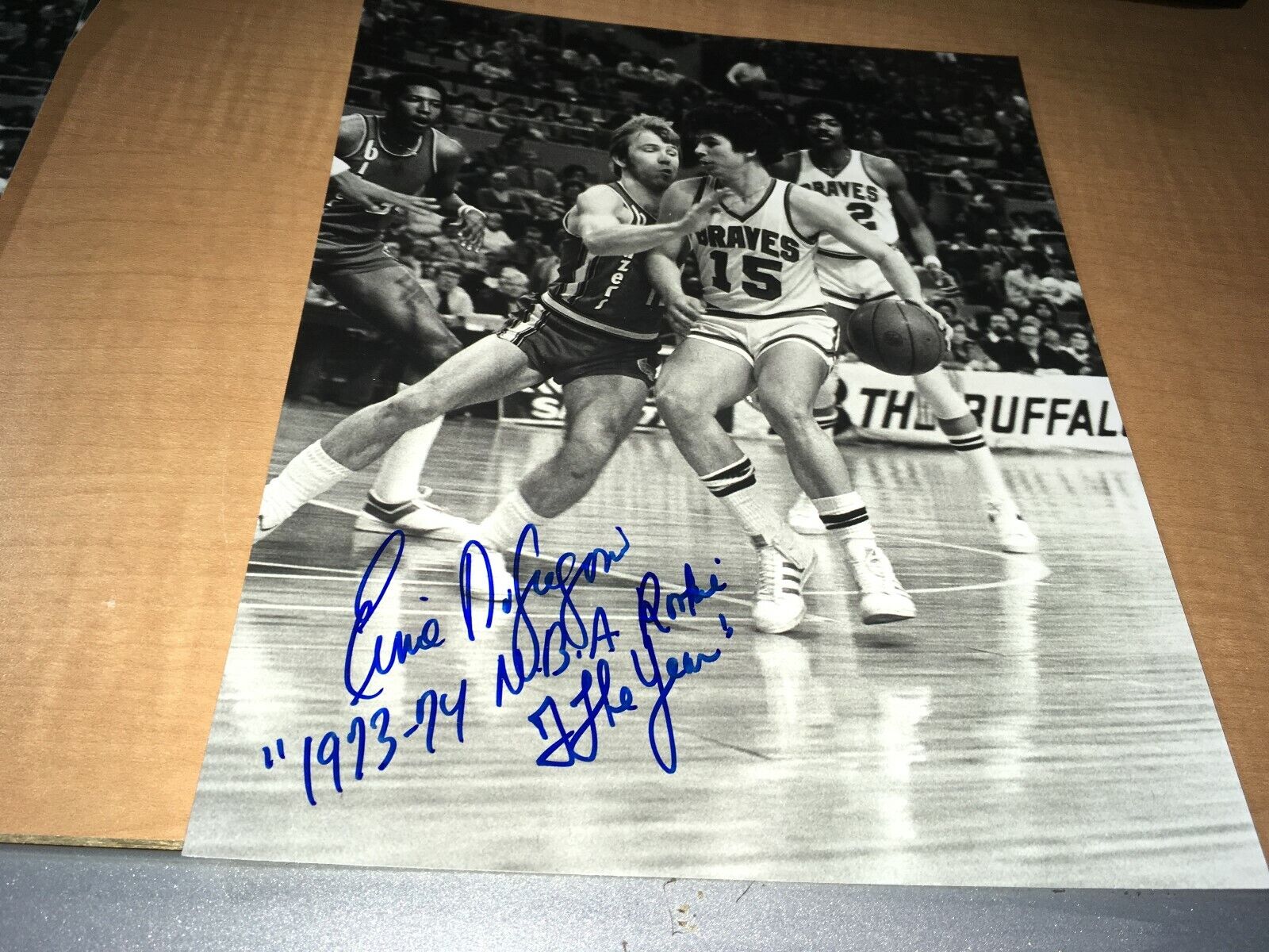 Ernie DeGregorio Buffalo Braves Signed INSC. NBA ROY 8 x 10