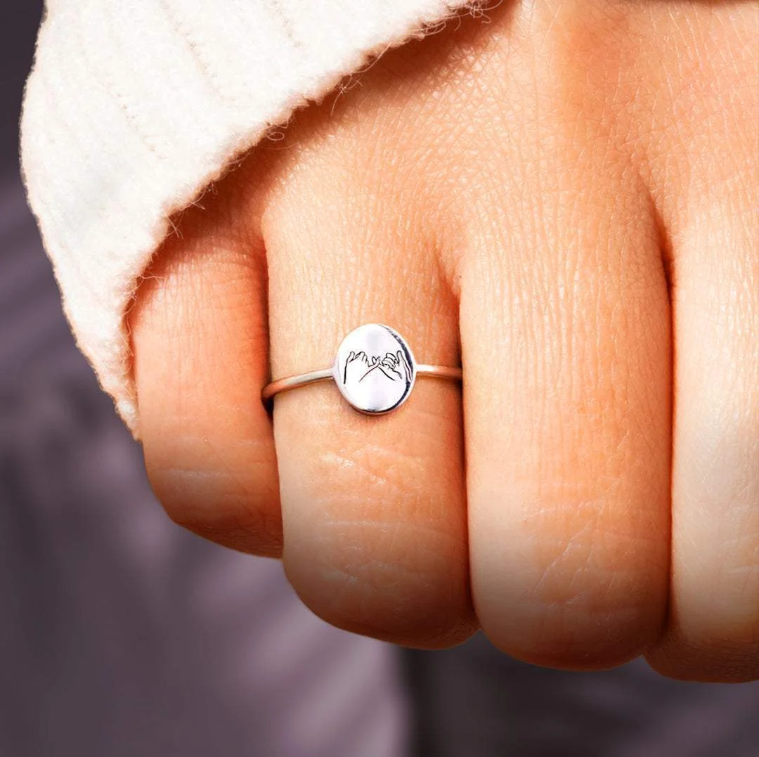 Granddaughter | Side by Side | 925 Silver Pinky Promise Ring