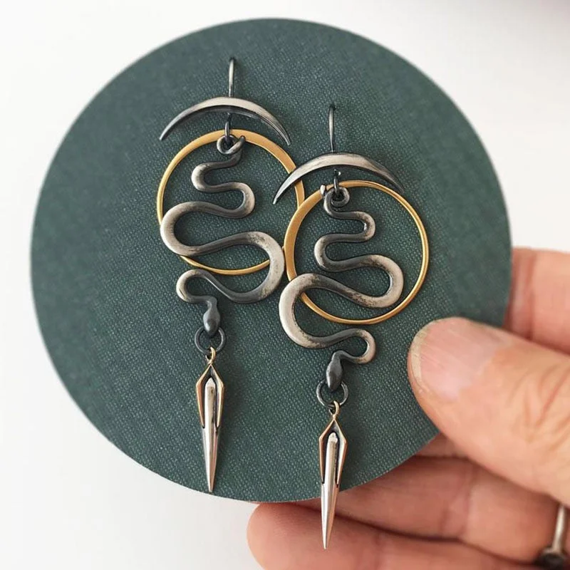 Cifeeo  Snake Irregular Geometric Spiral Earrings Vintage Gold Silver Color Creative Female Awl Small Pendant Earrings Jewelry