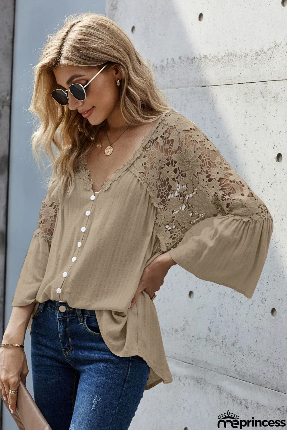 Crochet Lace Button Top