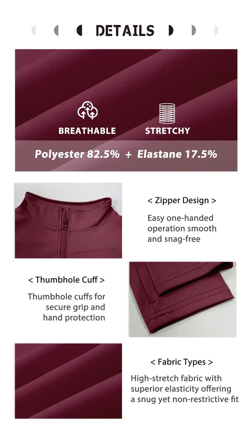 NcmRyu Women's Full Zip Long Sleeved Sports Jacket Slim Fit Quick Dry Stretch Fabric with Thumb Holes for Running Yoga Gym Workout Outfits Activewear NcmRyu Women's Full Zip Long Sleeved Sports Jacket Slim Fit Quick Dry Stretch Fabric with Thumb Holes for Running Yoga Gym Workout Outfits Activewear
