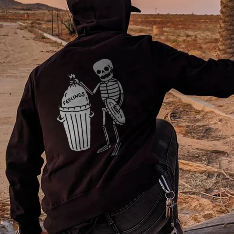 Skull Throws Feelings Trash Men's All-match Hoodie - Krazyskull