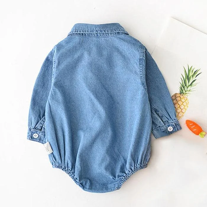 Baby Bodysuits Baby Cotton Shirt Collar Cowboy Brother Sister Wear Triangular Crawl Clothes Baby Girl Clothes(no sock)