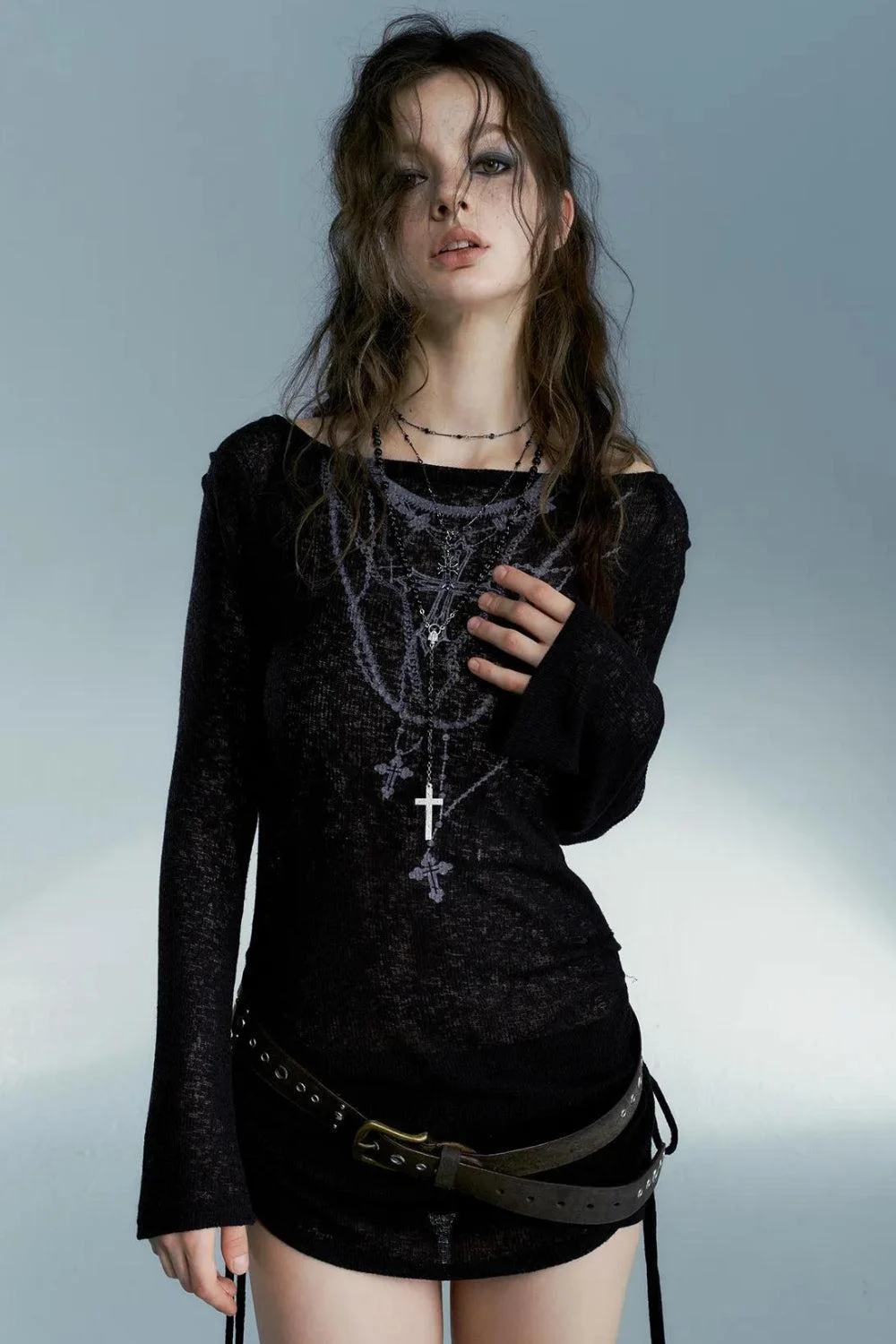 Brownm Cross Necklace Designed Top