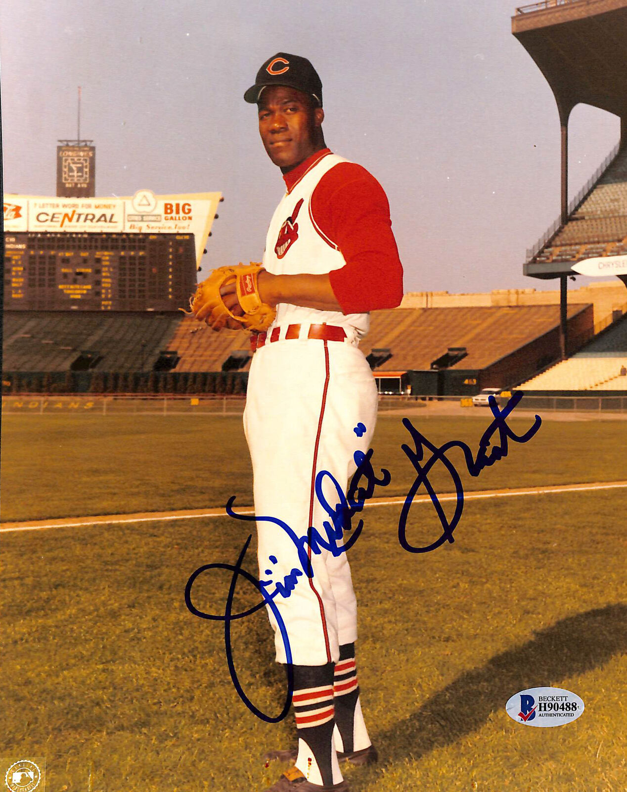 Indians Jim Mudcat Grant Authentic Signed 8x10 Photo Poster painting Autographed BAS