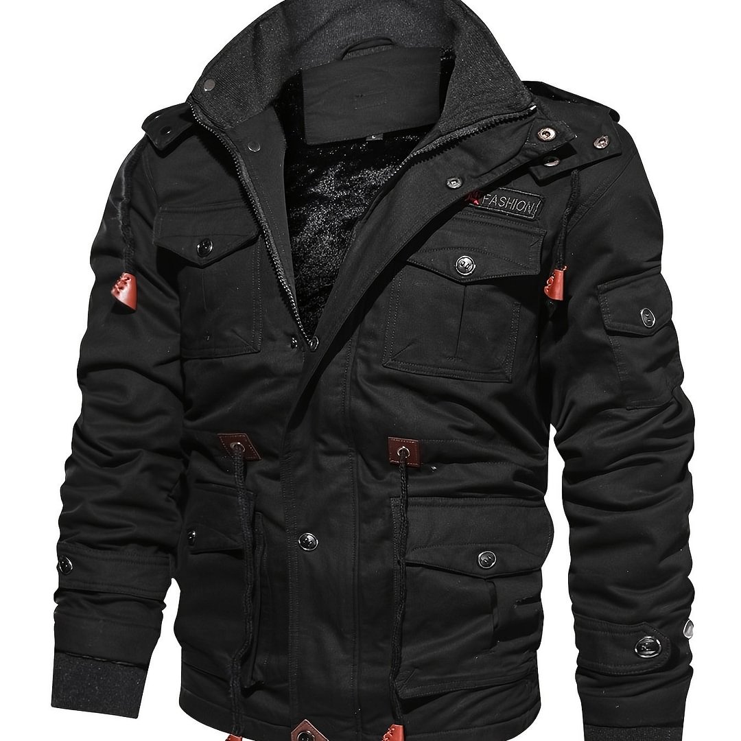 2022 Autumn And Winter New Casual Hooded Jacket For Men Fleece Thicken Midi Coat
