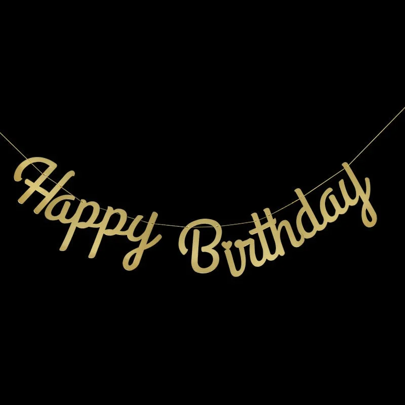 Happy Birthday Bunting Banner Gold Sliver Letters Happy Birthday Garlands String Baby Shower Boy Girl Birthday Party Decoration