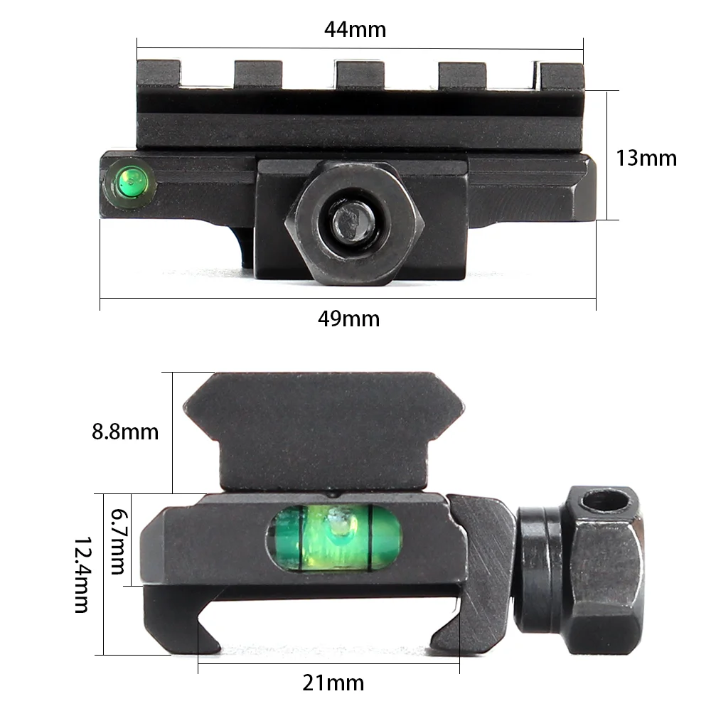 ohhunt® Compact Picatinny Rail Riser Mount for Red Dot Scope with Bubble Level