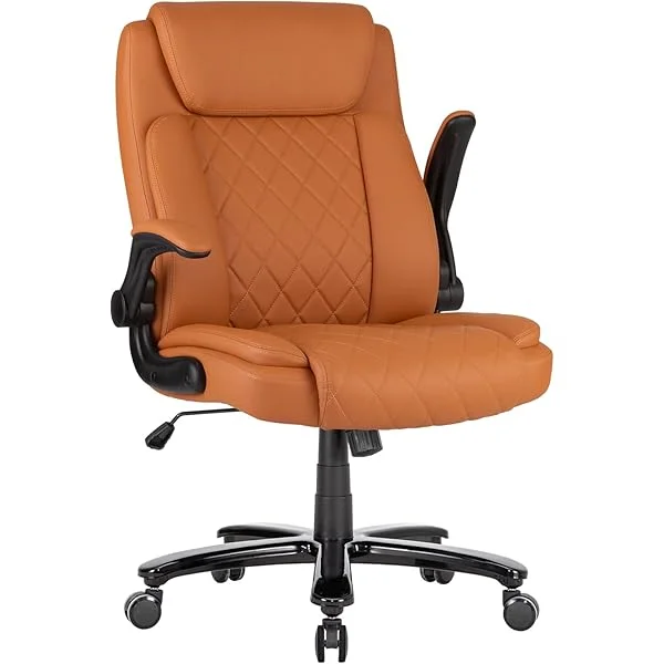 Big and Tall 500lbs Office Chair Wide Spring Seat, High Back Large Executive Chair, Adjustable Lumbar Support Quiet Rubber Wheels Heavy Duty Metal Base, Office Chair for Back Pain (White)