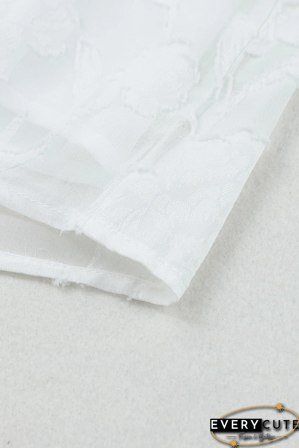 White Lush Printed Balloon Sleeve Ruched Chiffon Top