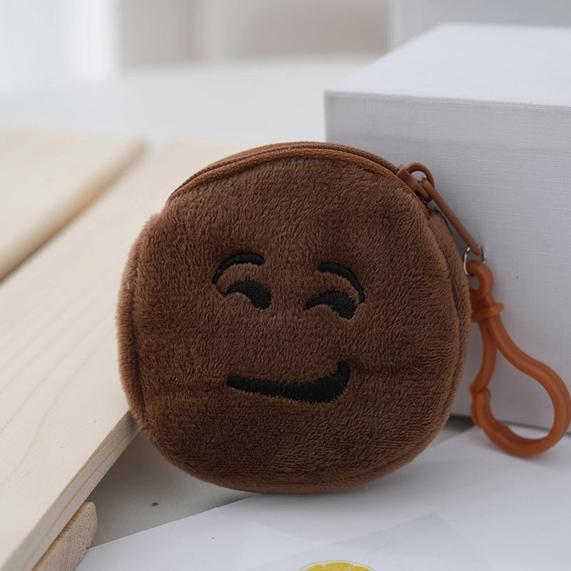 Unisex Face Plush Zipper Kids Wallets