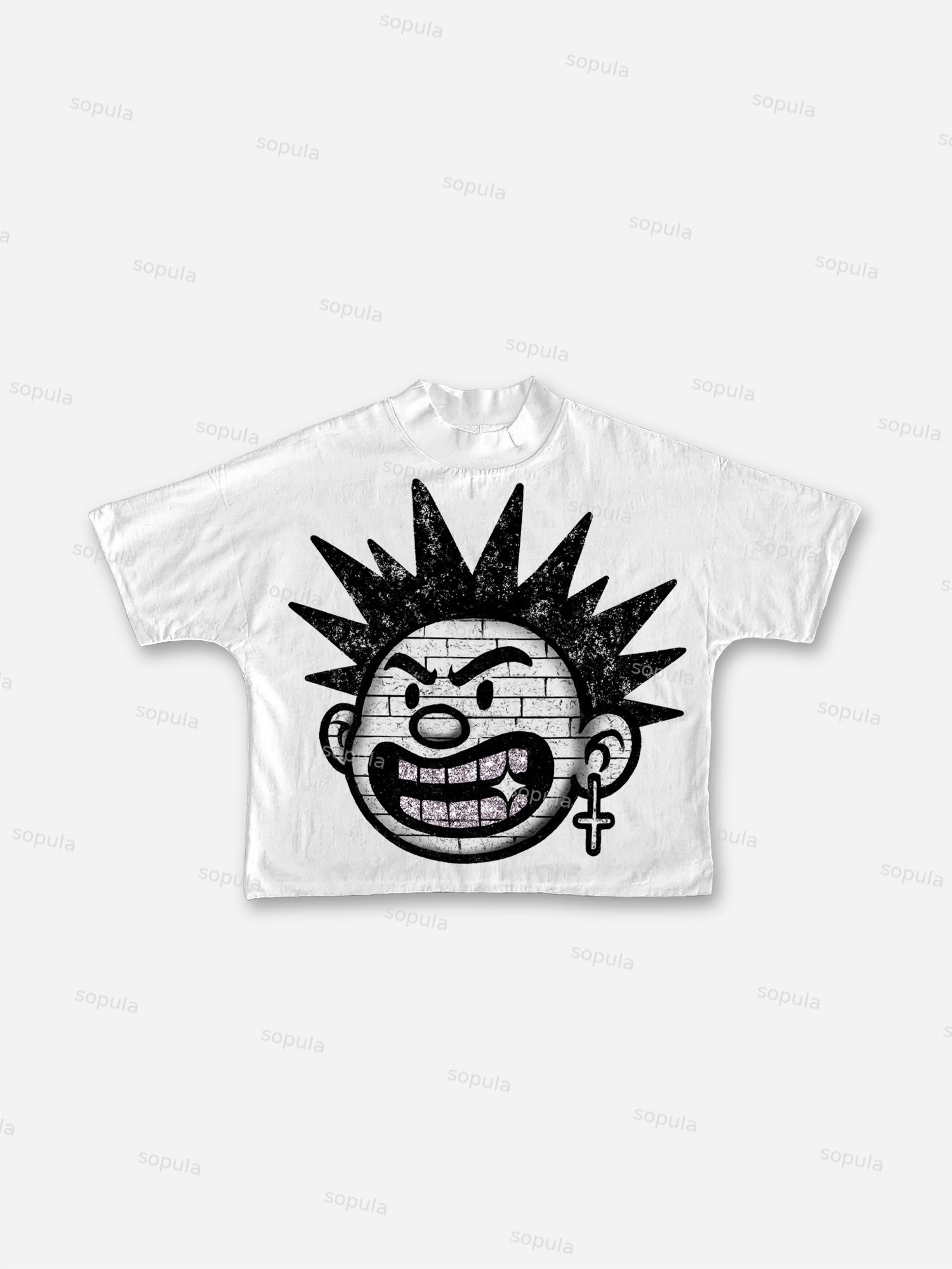 Explosive Hairstyles Vintage Cartoon Big Head Graphic Cropped T-shirt - Sopula｜Premium Graphic Tees & Graphic Clothing