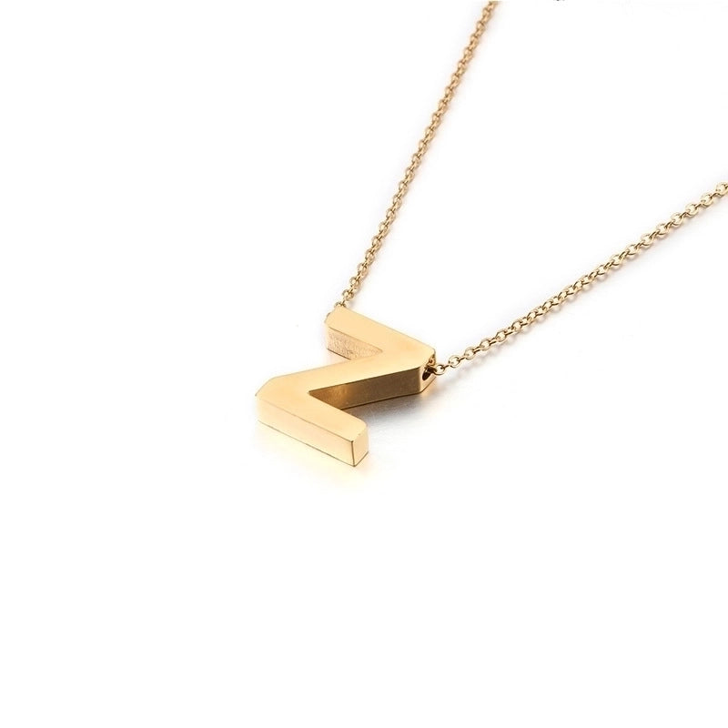Titanium Steel 18K Gold Plated Fashion Plating Letter Necklace