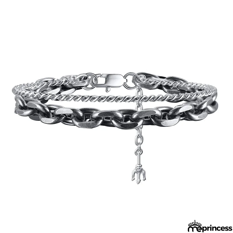 Men's Stainless Steel Lobster Clasp Round Vintage Bracelet