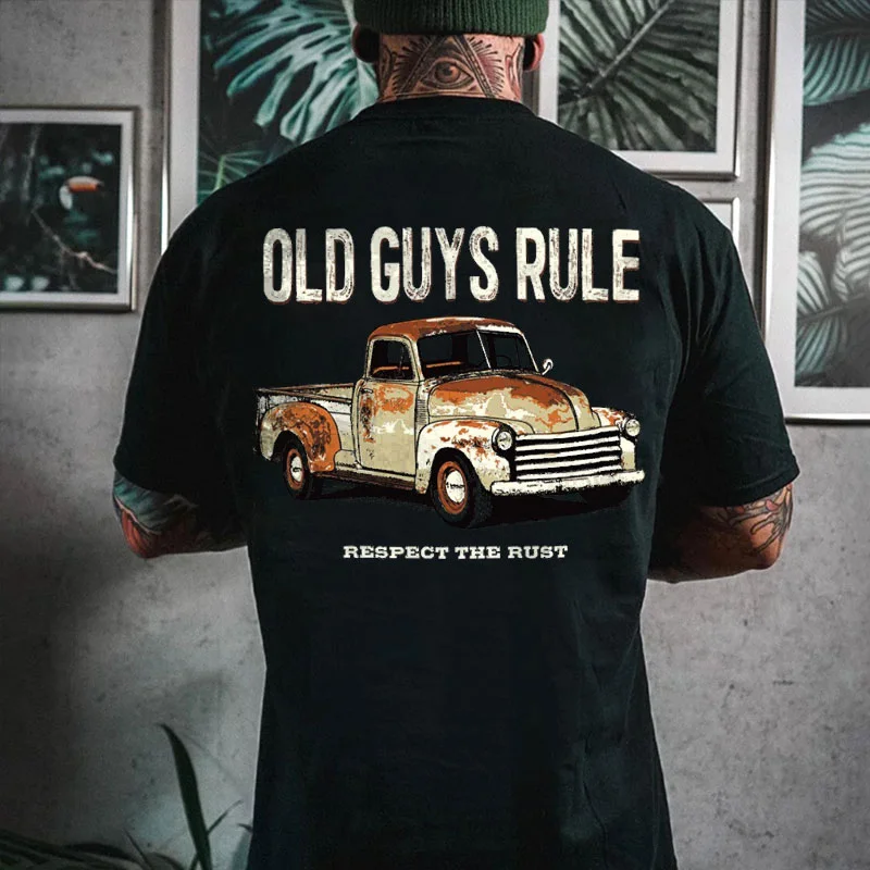 OLD GUYS RULE RESPECT THE RUST Classic Car Print Men's T-shirt