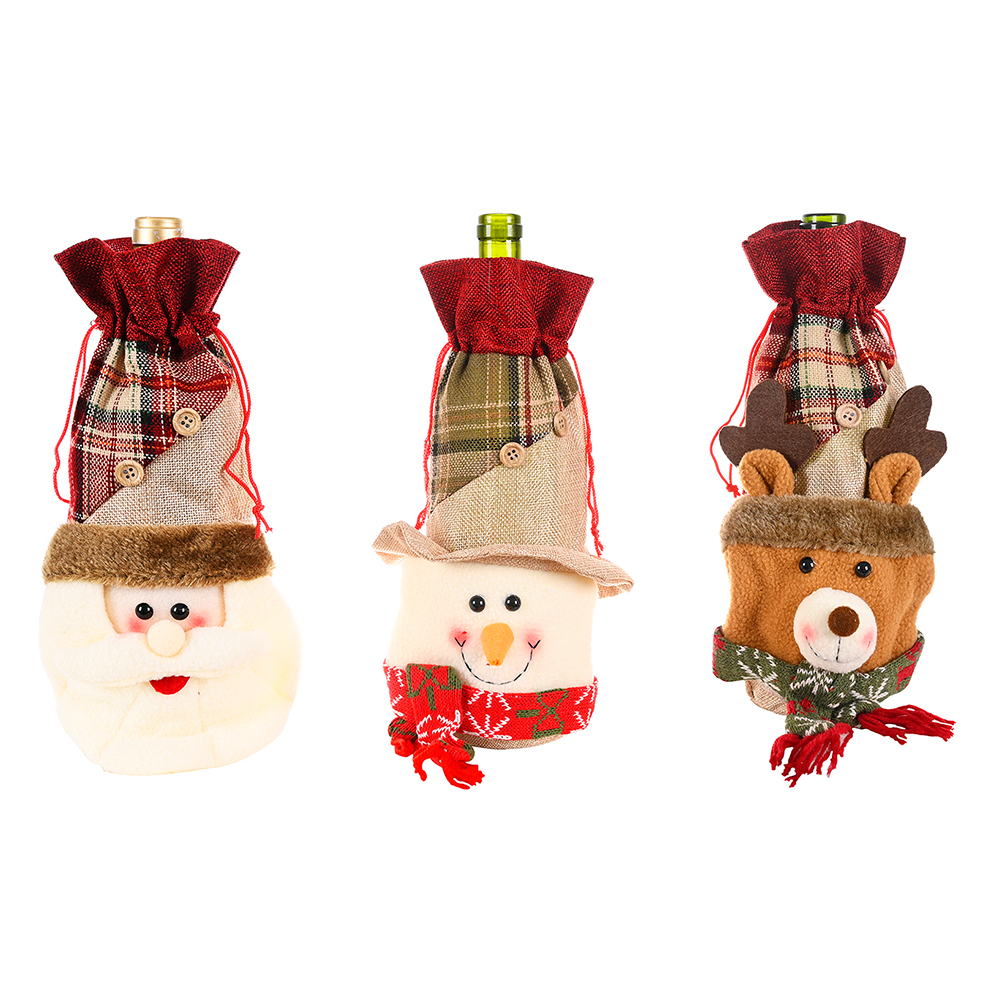 

Christmas Red Wine Bottle Covers Bag Santa Claus Desktop Ornament for Gifts, 501 Original