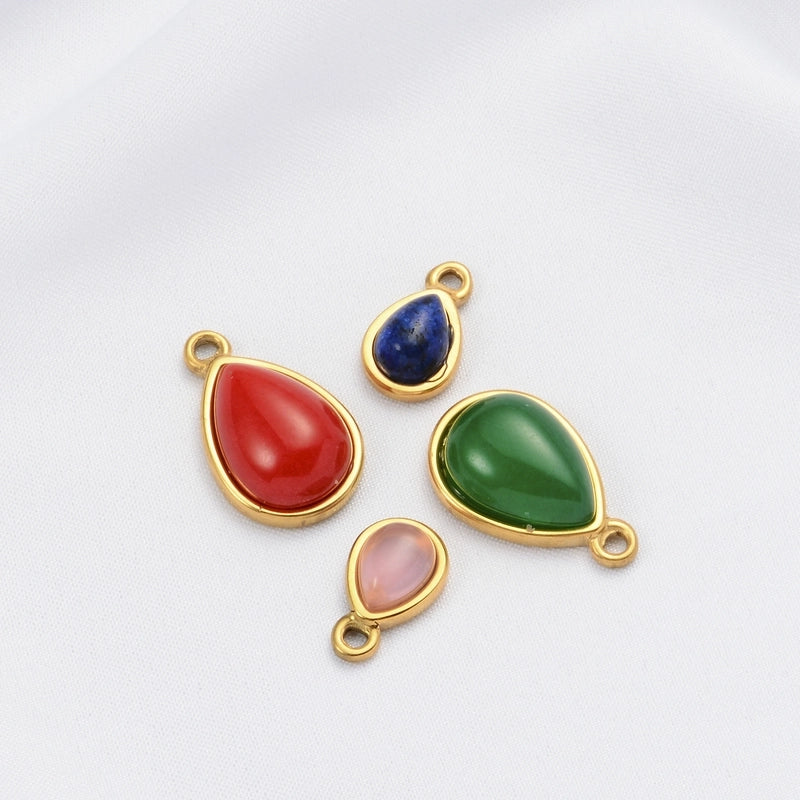 1 Piece 12 * 19mm 8*13mm 304 Stainless Steel Natural Stone Geometric Pendant Jewelry Accessories