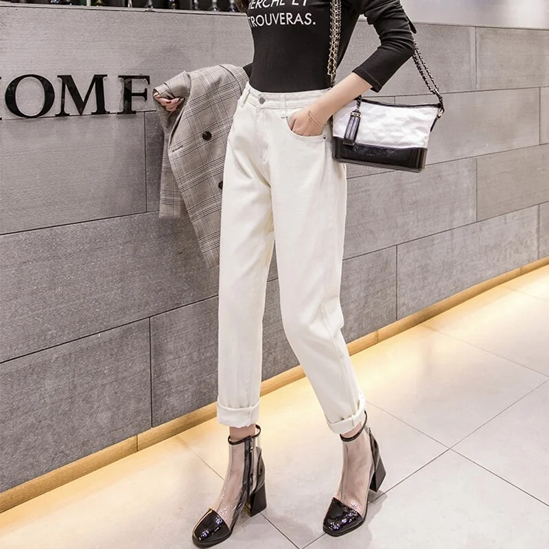 Spring Irregular Pocket Patchwork Jeans Woman High Waist Ankle Length Denim Female Loose Casual Harem Pants Mujer Stitch Pants
