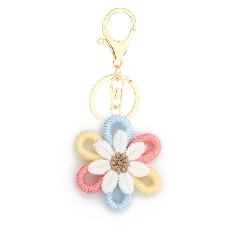 Cute Sweet Flower Yarn Metal Unisex Bag Pendant Keychain