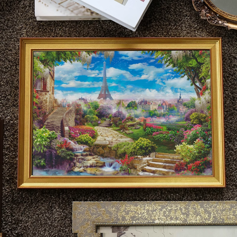 1set DIY Printed Cross Stitch Kit 【KZ-DD581- Colorful Flower City of Paris (New Print)】printed (stamped) cross-stitch Painting Fairy Cross Stitch