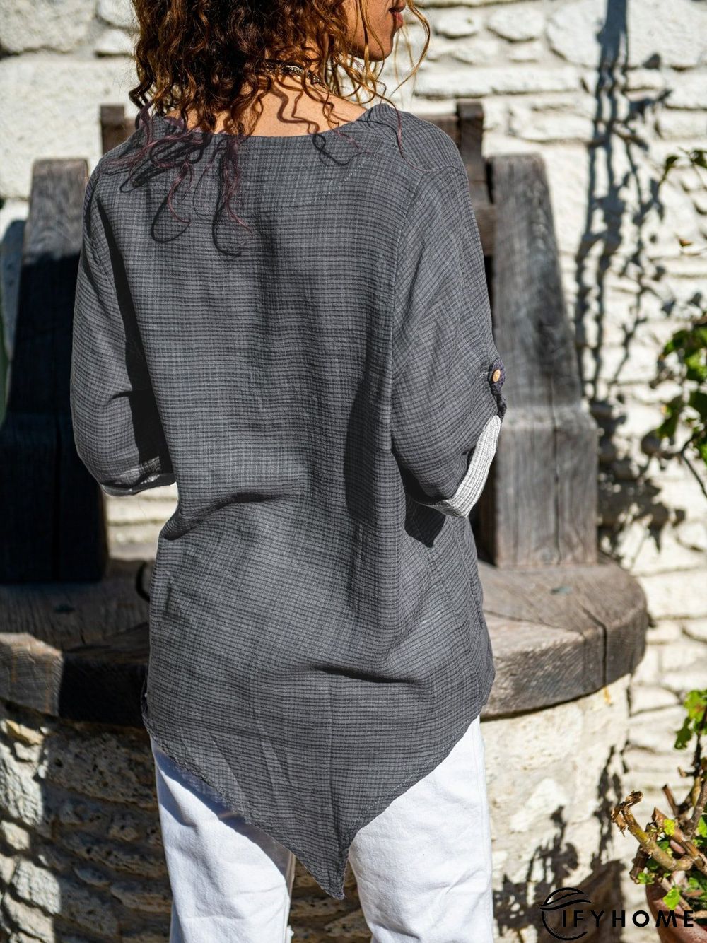 Shift V Neck Casual 3/4 Sleeve Top | IFYHOME