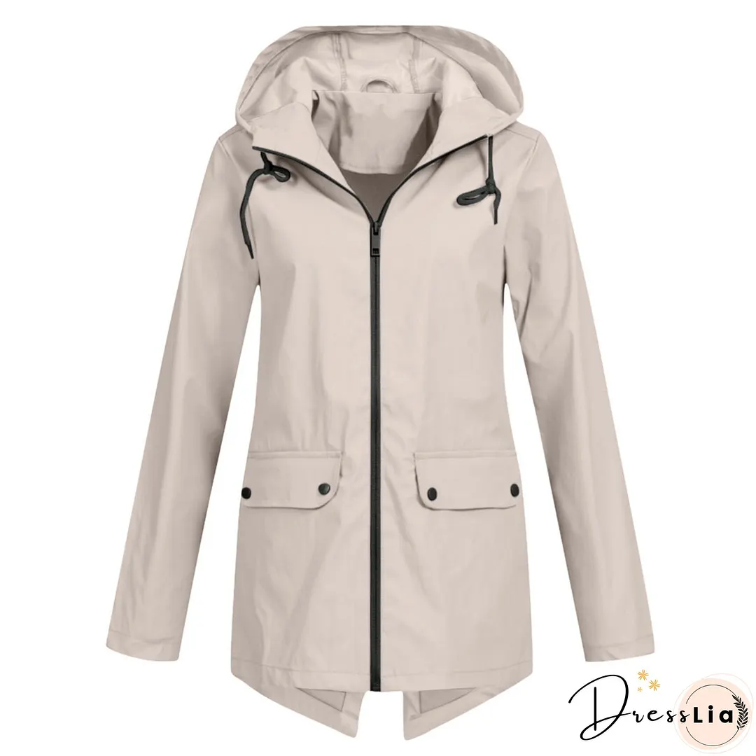 Women's Windcheater Zip Hooded Lightweight Outdoor Windproof Coats