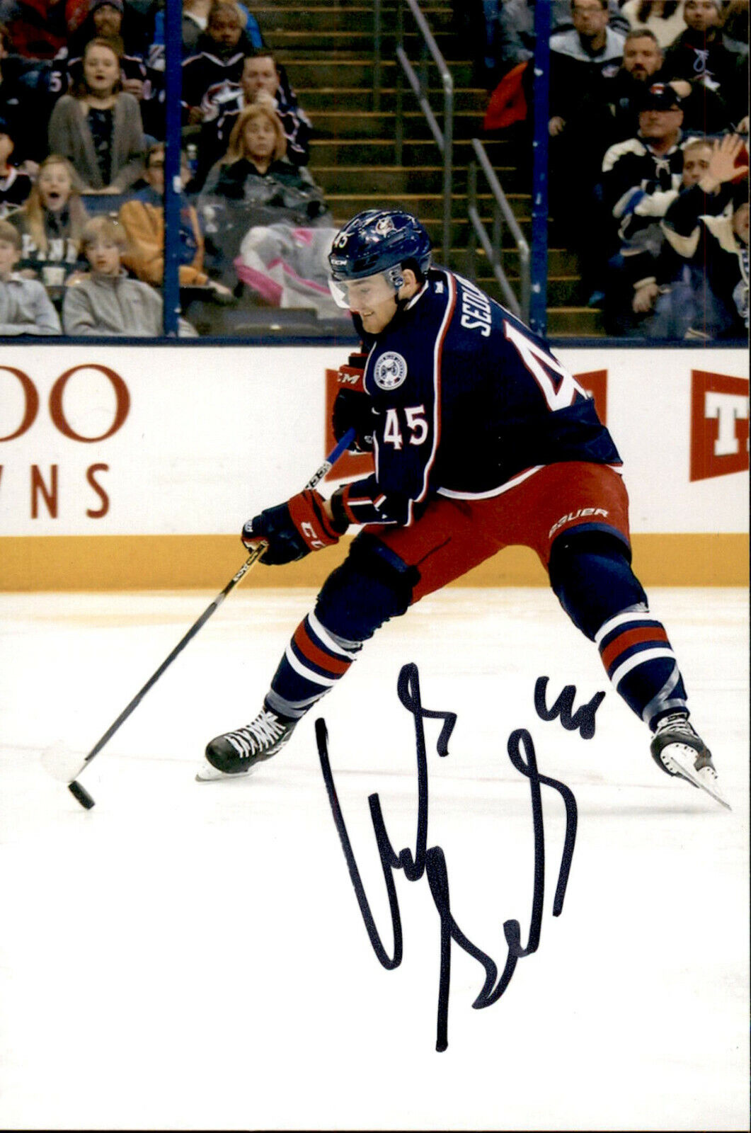 Lukas Sedlak SIGNED 4x6 Photo Poster painting COLUMBUS BLUE JACKETS #9