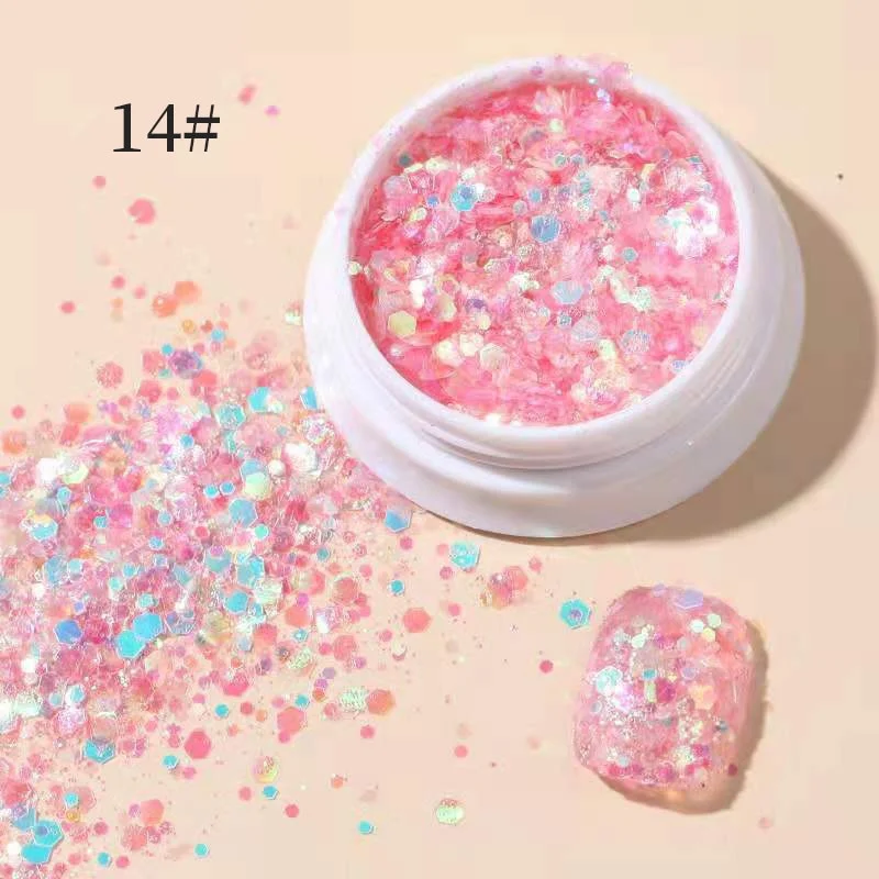 iridescent Flakes Gold Pink White Flakes Slices Chrome Pigment Dust Nail Powder Glitter Sequins Nail Art Decoration Manicures-Nail Inspo