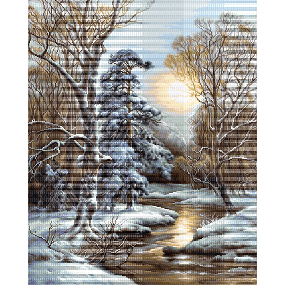 Snow Scene 11CT pre-stamped canvas(40*50cm) cross stitch