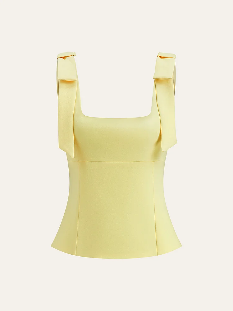 Bow-Tie Strap Waist-Cinching Top