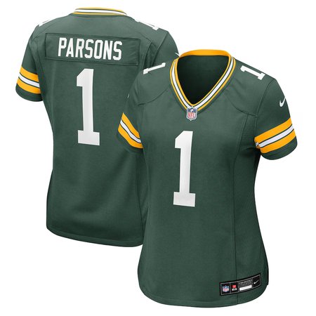 Women's Green Bay Packers #1 Micah Parsons  Green Game Player Jersey