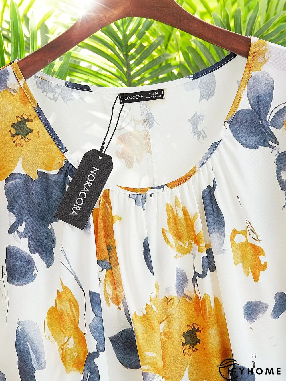 Polyester Fibre U-Neck Floral Casual Blouses | IFYHOME